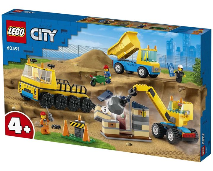 LEGO City Φορτηγά Οικοδομικών Υλικών Και Γερανός Με Μπάλα Κατεδάφισης 60391