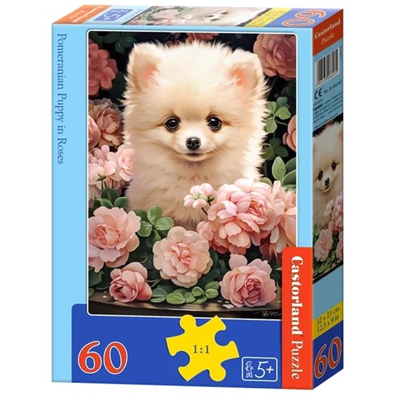 Παζλ Castorland 60 τμχ. Pomeranian Puppy in Roses 32x23 B-066261