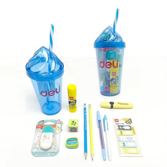Deli Ποτήρι Σχολικό σετ Μολυβοθήκη 10τμχ Back To School Γαλάζιο