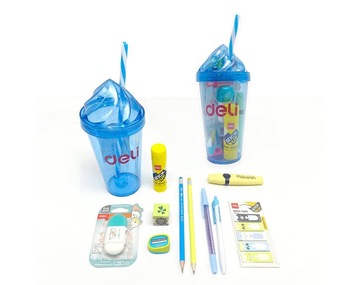 Deli Ποτήρι Σχολικό σετ Μολυβοθήκη 10τμχ Back To School Γαλάζιο