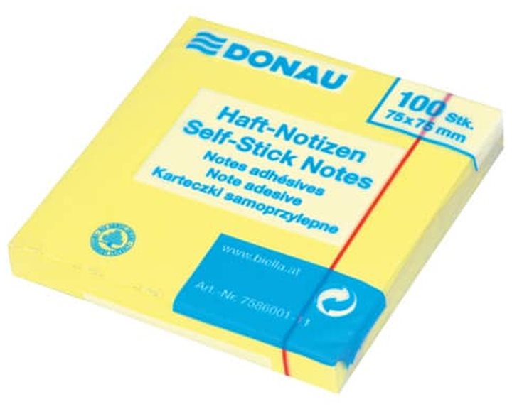 Αυτοκόλλητες Σημειώσεις Donau 76x76mm 100φ. Κίτρινο 7586001-11