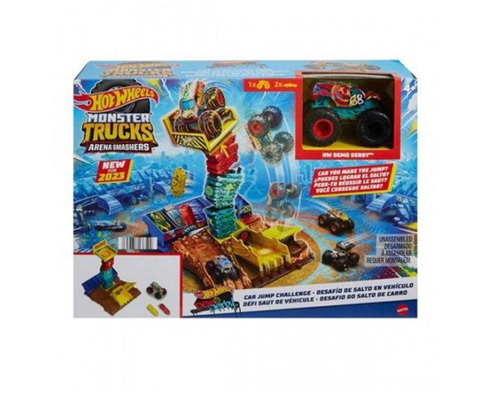 Mattel Hot Wheels Monster Trucks Arena Smashers Demo Derby Car Jump Challenge HNB92 / HNB94