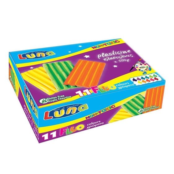Πλαστελίνη Luna11 Χρωμάτων 500γρ.FLUO