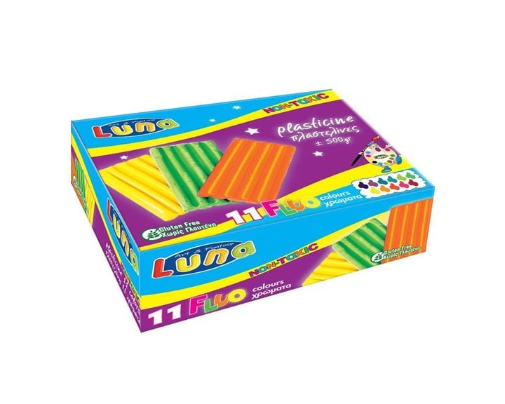 Πλαστελίνη Luna11 Χρωμάτων 500γρ.FLUO