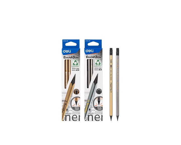 Deli Μολύβι με Γόμα HB Wood Free Enovation Χρυσό Ασημί