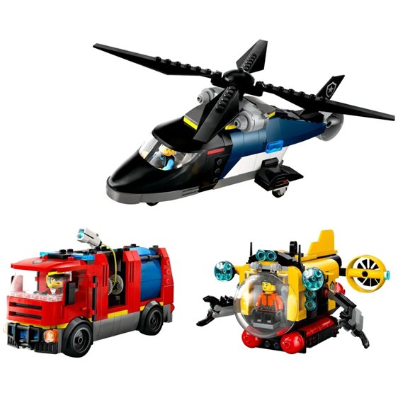 LEGO City Ελικόπτερο, Πυροσβεστικό Όχημα και Υποβρύχιο Remix 60462
