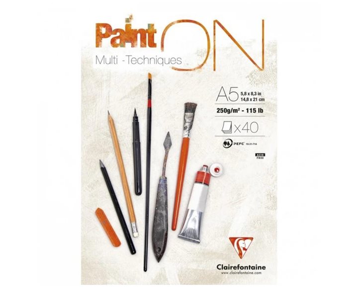 Μπλοκ Clairefontaine mix media PaintOn  40 φύλλων A5 Multi - Techniques