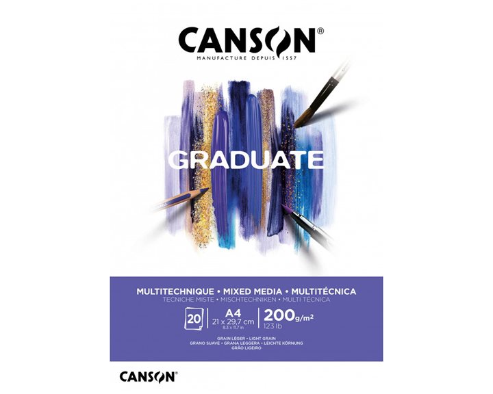 Μπλοκ Canson Graduate Mixed Media Α4 200gr Light Grain 20 Φύλλα