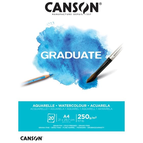 Μπλοκ Ακουαρέλας Canson Graduate Α4 250gr 20Φ