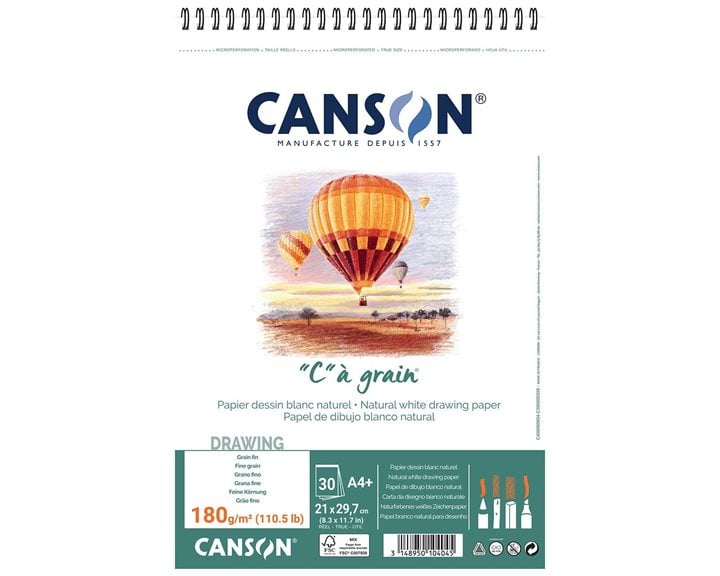 Μπλοκ Canson Σπιραλ Σχεδίου Ca Grain A4+ 180gr 30Φ