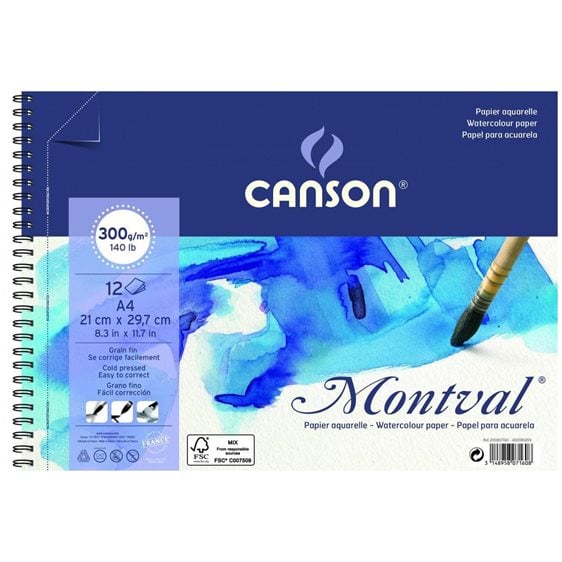 Μπλοκ Canson Montval Ακουαρέλας Α4 300gr 12 Φύλλα