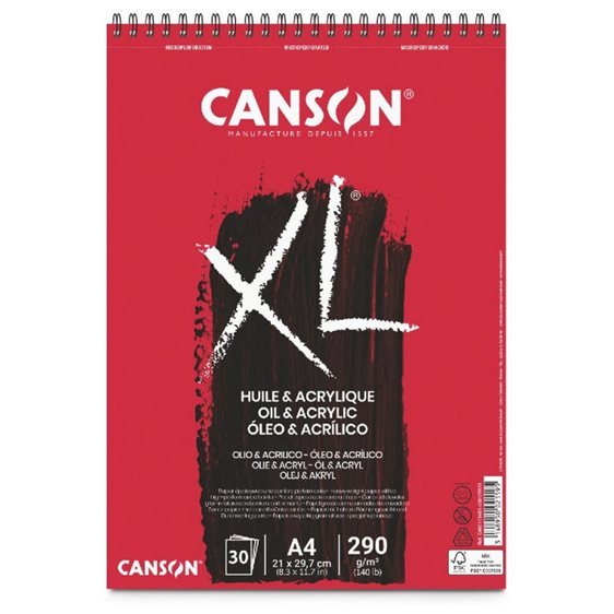 Μπλοκ Canson Σπιραλ XL Oil-Acrylic A4 290gr 30Φ