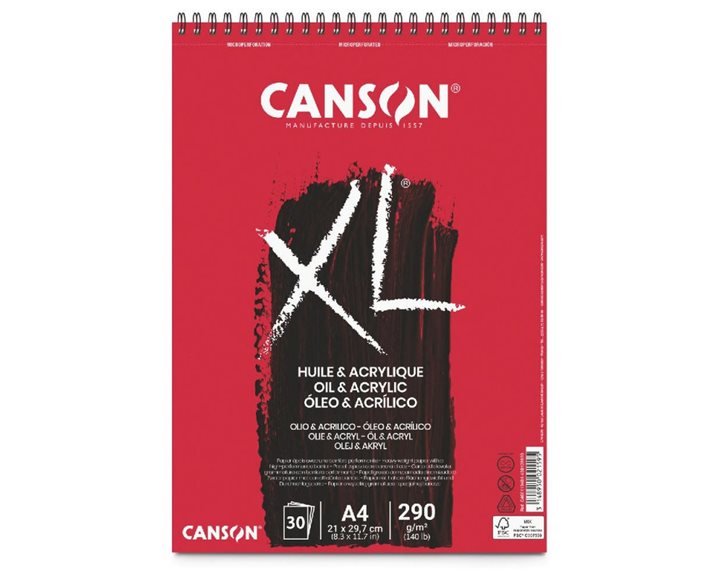 Μπλοκ Canson Σπιραλ XL Oil-Acrylic A4 290gr 30Φ