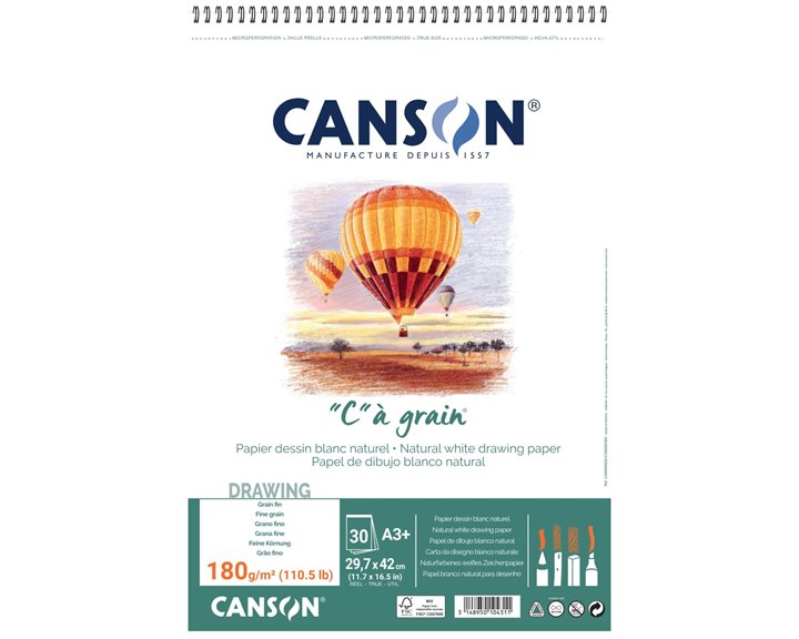 Μπλοκ Canson Σπιραλ Σχεδίου Ca Grain A3+ 180gr 30Φ