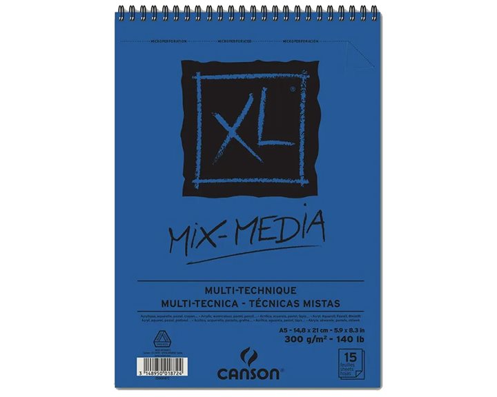 Μπλοκ Canson Σπιραλ XL Mixed Media Textured A5 300gr 15Φ