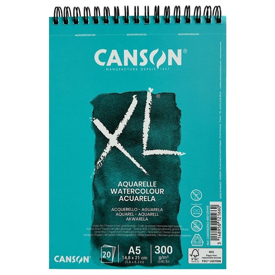 Μπλοκ Canson Σπιραλ XL Ακουαρέλας Α5 300gr 20Φ