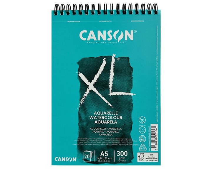 Μπλοκ Canson Σπιραλ XL Ακουαρέλας Α5 300gr 20Φ
