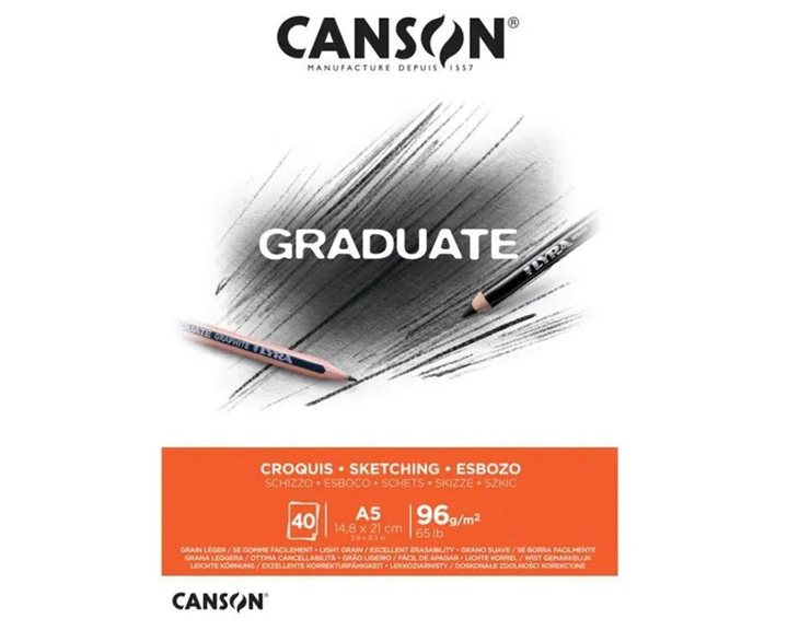 Μπλοκ Canson Graduate Croquis sketch 40φ A5 96gr