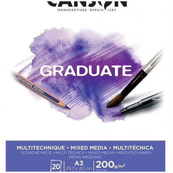 Μπλοκ Canson Graduate Mixed Media A3 200gr 20Φ