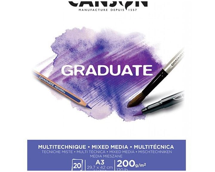 Μπλοκ Canson Graduate Mixed Media A3 200gr 20Φ