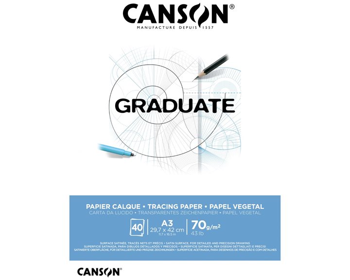 Μπλοκ Canson Graduate CalqueTracing Paper Α3 70gr 40Φ
