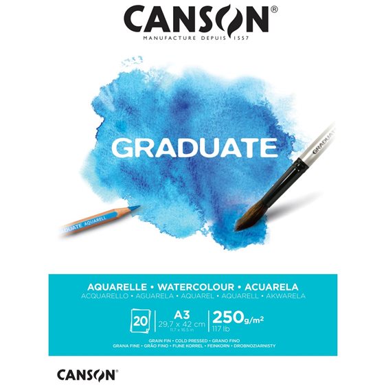 Μπλοκ Ακουαρέλας Canson Graduate Α3 250gr 20Φ