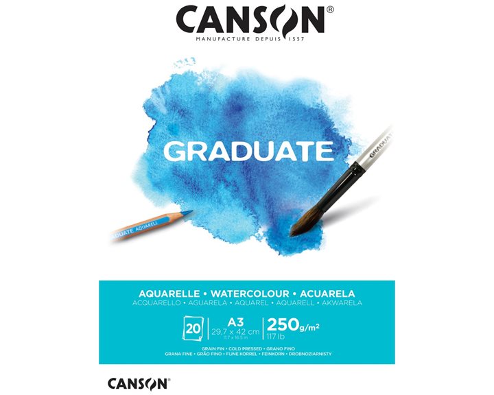 Μπλοκ Ακουαρέλας Canson Graduate Α3 250gr 20Φ