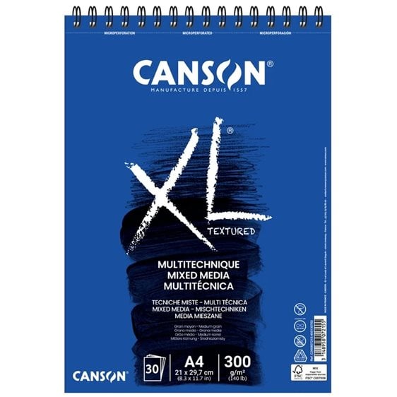 Μπλοκ Σπιραλ Canson XL Textured Mixed Media A2 300gr 15Φ