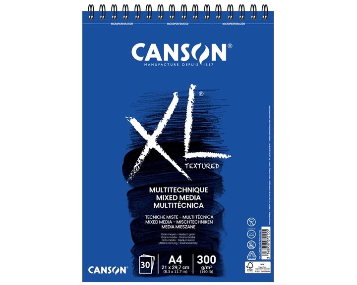 Μπλοκ Σπιραλ Canson XL Textured Mixed Media A2 300gr 15Φ