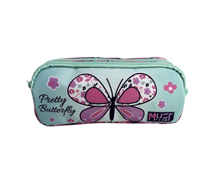 Κασετίνα Βαρελάκι Must 2 Φερμουάρ 21x6x9cm Pretty Butterfly 000586299