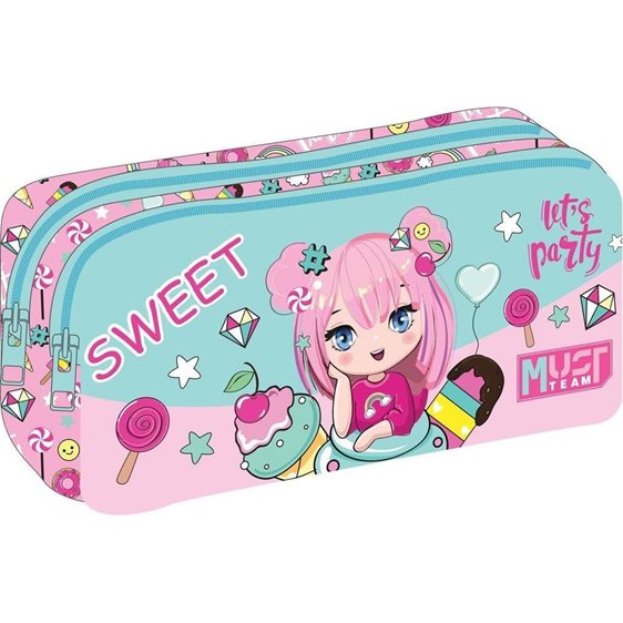 Κασετίνα Βαρελάκι Must 2 Φερμουάρ 21x6x9cm Let's Party Sweet 000586833
