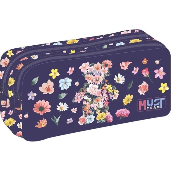Κασετίνα Βαρελάκι Must 2 Φερμουάρ 21x6x9cm Flower Bear 000586772
