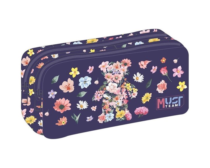 Κασετίνα Βαρελάκι Must 2 Φερμουάρ 21x6x9cm Flower Bear 000586772