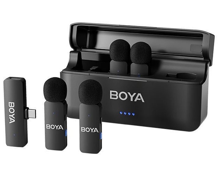 BOYA BY-V4U Wireless 4 person 4-channel mini Lavalier USB-C 2.4GHz Microphone
