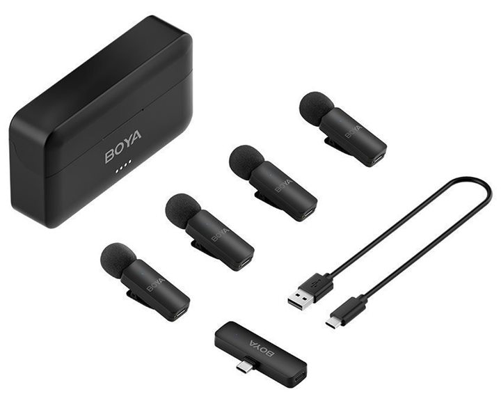 BOYA BY-V4U Wireless 4 person 4-channel mini Lavalier USB-C 2.4GHz Microphone
