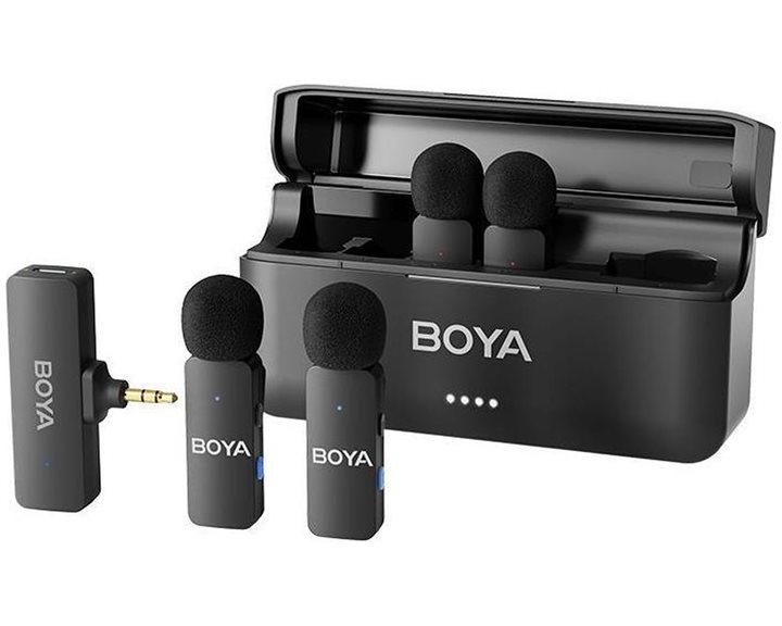 BOYA BY-V4 Wireless 4 person 4-channel mini Lavalier 3.5mm for Camera 2.4GHz Microphone