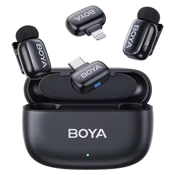 BOYA Mini iPhone Lightning & Type-C - 2,4GHz 2mic Wireless Microphone with Charging Box