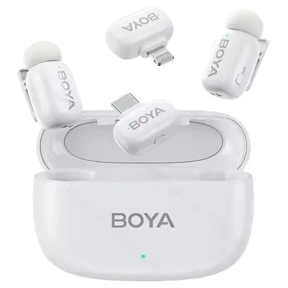 BOYA Mini iPhone Lightning & Type-C White - 2,4GHz 2mic Wireless Microphone with Charging Box