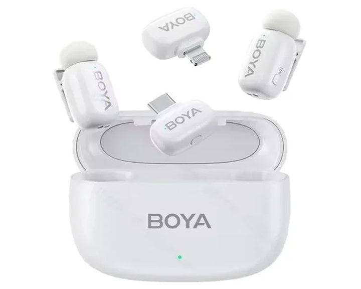 BOYA Mini iPhone Lightning & Type-C White - 2,4GHz 2mic Wireless Microphone with Charging Box