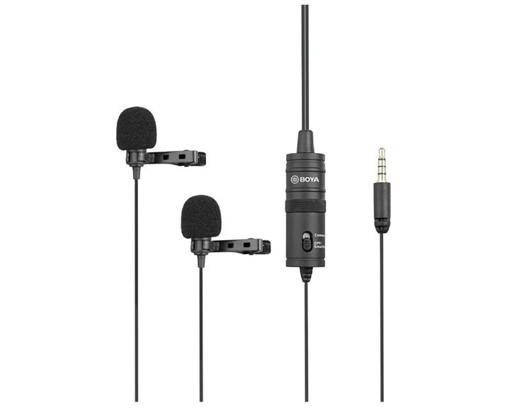 BOYA BY-M1DM wired mic Dual Lavalier Microphone