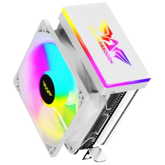 ARMAGGEDDON RGB SILENT 9CM CPU COOLING FAN 2 HEAT PIPES WHITE