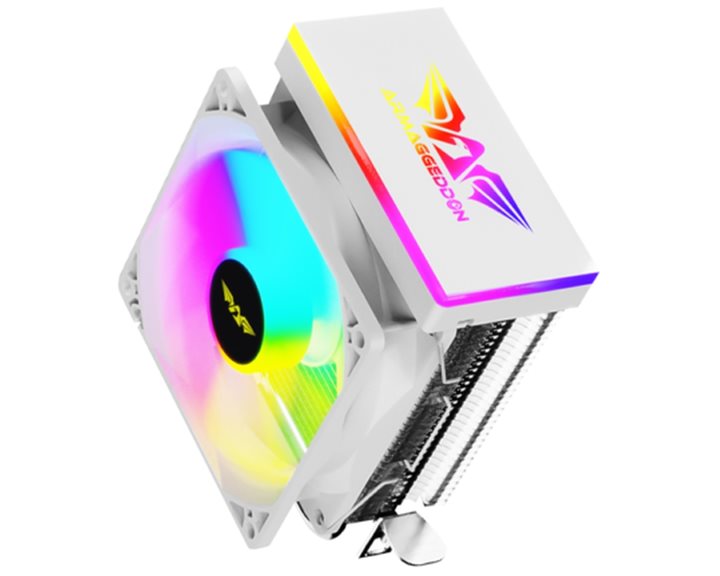 ARMAGGEDDON RGB SILENT 9CM CPU COOLING FAN 2 HEAT PIPES WHITE