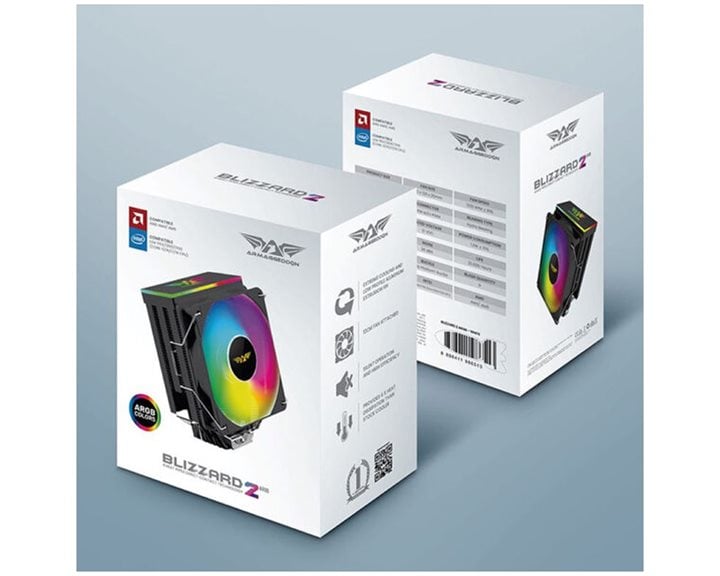 ARMAGGEDDON ARGB SILENT 12CM CPU COOLING FAN 4 HEAT PIPES WHITE