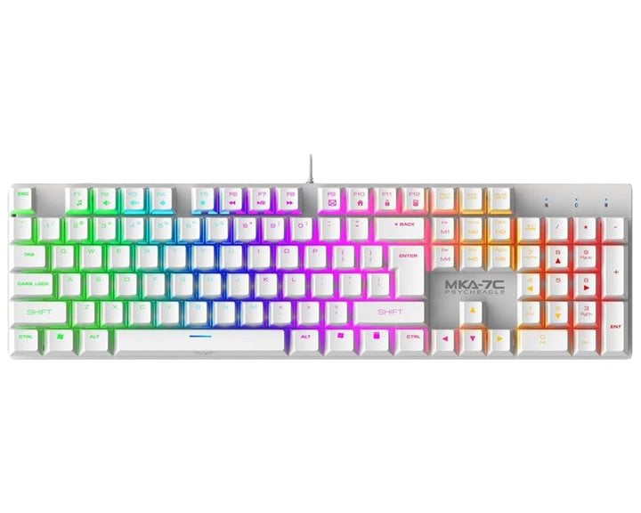 ARMAGGEDDON MECHANICAL HOT-SWAP KEYBOARD 12FX BACKLIGHT BLUE SWITCH MKA-7C 2024 WHITE CLICKY