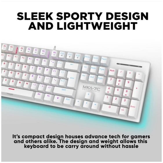 ARMAGGEDDON MECHANICAL HOT-SWAP KEYBOARD 12FX BACKLIGHT BLUE SWITCH MKA-7C 2024 WHITE CLICKY