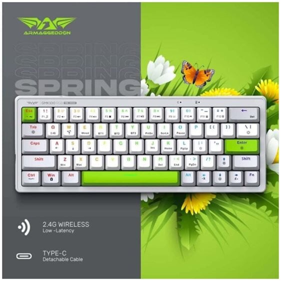 ARMAGGEDDON TRIMODE MECH RGB KEYBOARD LINEAR 63KEYS GMK-100 SPRING