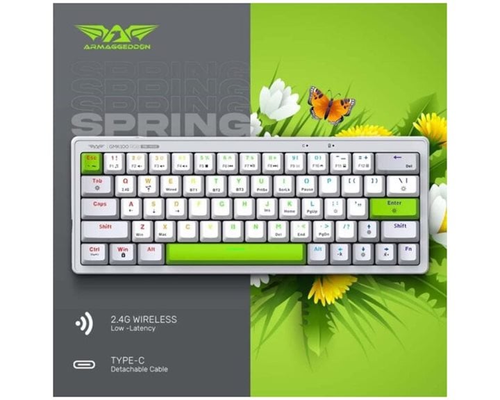 ARMAGGEDDON TRIMODE MECH RGB KEYBOARD LINEAR 63KEYS GMK-100 SPRING