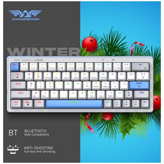 ARMAGGEDDON TRIMODE MECH RGB KEYBOARD LINEAR 63KEYS GMK-100 WINTER