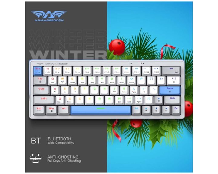 ARMAGGEDDON TRIMODE MECH RGB KEYBOARD LINEAR 63KEYS GMK-100 WINTER