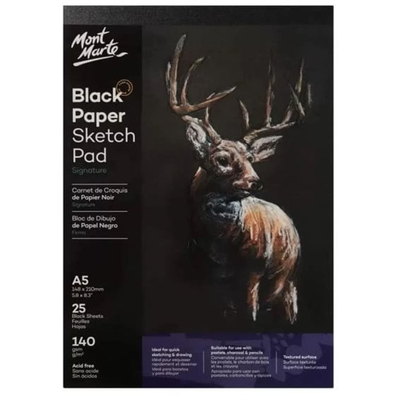 Mont Marte Μπλοκ σχεδίου 25 Μαύρα Φύλλα Α5 140gr (14.8 x 21cm)